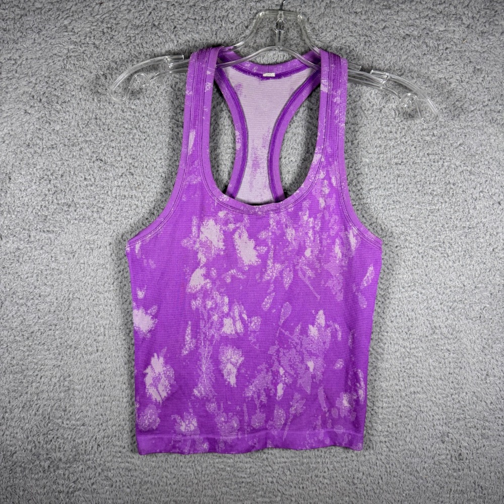 Lululemon Energy Tank Top Purple Abstract Floral Seamless Racerback Size 4